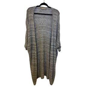 So It Is Taupe Open Knit Longline Duster Cardigan Short Sleeve Large